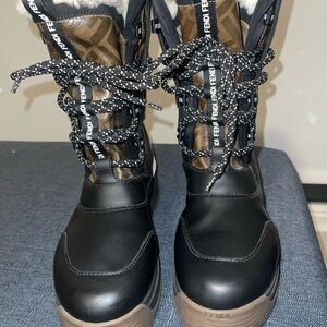 Fendi Black and Brown Winter Boots